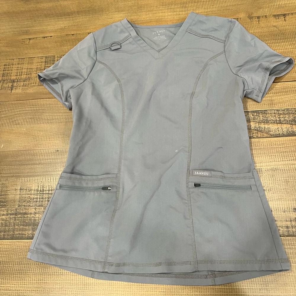 Jaanuu Womens Scrub Top Gray Size Small
